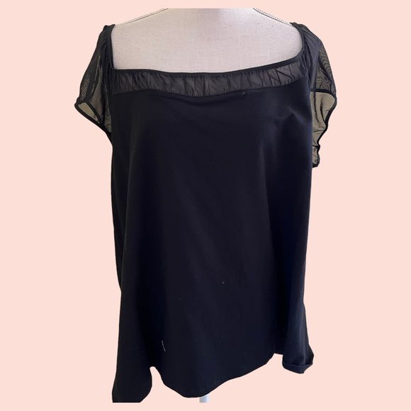 torrid Black Off the Shoulder Foxy Top with Black Mesh Shoulder/Front Detail - Picture 1 of 6